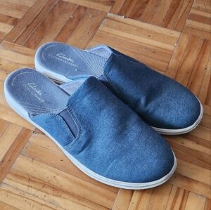 Clarks Blue Slip-On Loafers with Cushioned Sole